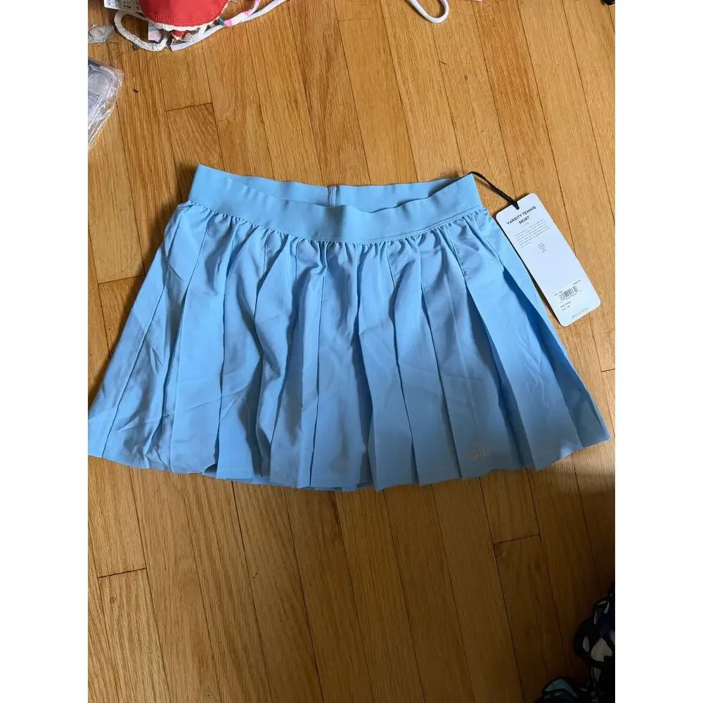 Alo Yoga Varsity Tennis Skirt Blue Skies Pleated Mini Skirt NWT XS